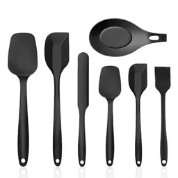 6 Silikonspatel und 1 Silikon-Löffelhalter - Teigspatel-Set für die Küche