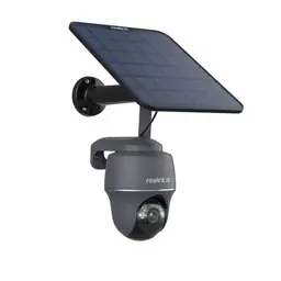 Reolink 4K 4G LTE Überwachungskamera mit SIM Karte - PTZ Solar Kamera für draußen mit 8MP Nachtsicht und 32GB microSD, Grau + Solarpanel