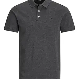 Jack & Jones Herren Slim Fit Polo Shirt, Kurzarm Basic, Dunkelgrau, Größe L