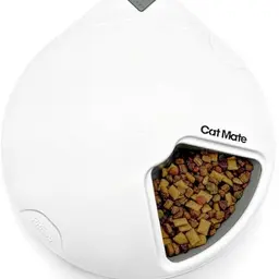 Cat Mate C500 Futterautomat für Katzen und kleine Hunde, 5 Mahlzeiten bis 330 g, mit Timer und Kühlakkus, Weiß