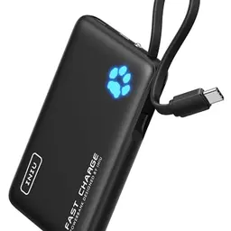 INIU Power Bank 10000mAh mit USB-C Kabel, 20W, kompakt für iPhone und Samsung