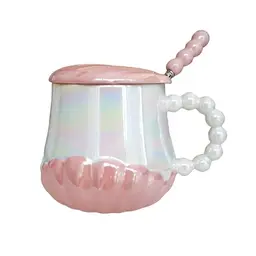 Canli4Y Porzellan Kaffeetasse Set mit Deckel und Löffel in Geschenkbox, 400ml, für Tee und Kaffee, ideal für Frauen und Mädchen