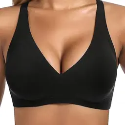 Bresdk Nahtloser Push-Up BH für Damen, Schwarz, L