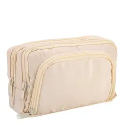 Zhufas Federmäppchen für Mädchen – 3 Fächer Pencil Case für Schule und Büro (Beige)