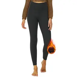 DDOBB Thermo Leggings Damen Gefüttert High Waist Warm Sportleggings für Winter (A-Schwarz, DE34-40=S-M)