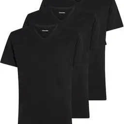 Calvin Klein Herren 3er Pack Kurzarm T-Shirts mit V-Ausschnitt, Schwarz, Größe S
