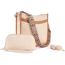 PS PETITE SIMONE Damen Umhängetasche Beigebraun - Crossbody Bag für Alltag und Einkaufen