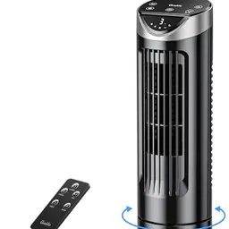 Grelife Turmventilator mit Fernbedienung, leise, 3 Geschwindigkeiten, 90° Oszillation, 8-Std-Timer, ideal für Wohnzimmer und Büro