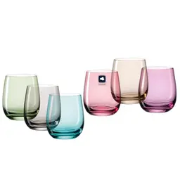 LEONARDO HOME SORA Trinkgläser Set (6er) - Bunte, spülmaschinenfeste Wassergläser für Zuhause & Partys - 360 ml