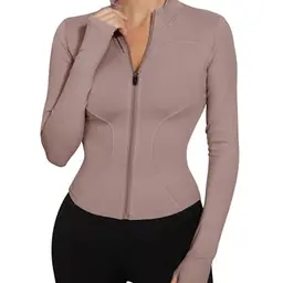 IECCP Damen Sport Crop Top Langarm Shirt für Fitness und Yoga mit Daumenloch, Größe L