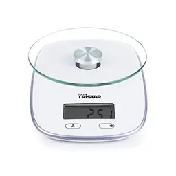 Tristar KW-2445 Küchenwaage - Max. Tragkraft 5 kg, gehärtete Glasplatte, weiß