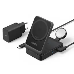 Anker MagGo 3-in-1 Ladestation, kabelloser 15W Ladeständer für iPhone, AirPods und Apple Watch