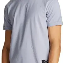 Calvin Klein Herren T-Shirt mit aufgerollten Ärmeln, Blau, Größe L