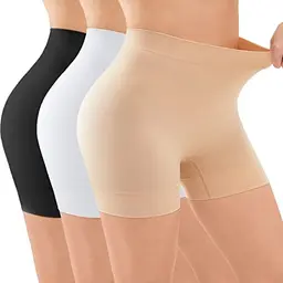 YADIFEN Damen Radlerhose kurze Hose Shorts Leggings, anti Scheuern, bequem, hohe Taille, beige/weiß/schwarz, XL