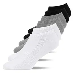 Snocks Sneaker Socken für Herren & Damen (6 Paar) - 2x Schwarz, 2x Weiß, 2x Grau - Größe 43-46