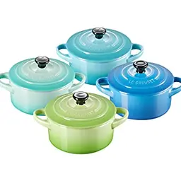 Le Creuset Mini Cocottes 4er-Set, 200 ml, Meeresbrise (Grün/Türkis/Blau/Mint)