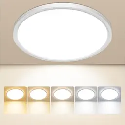 LED Deckenleuchte 18cm, 5 Farbtemperaturen, Wasserfest IP44, 15W, Ultra Dünn, für Badezimmer, Küche, Schlafzimmer, Flur, Wohnzimmer