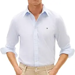 Tommy Hilfiger Herren Hemd mit Streifen in Blau, Größe M