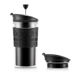 Bodum Travel Press Kaffeebereiter, 0.35 L, Schwarz/Transparent
