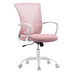 SONGMICS Bürostuhl mit Netzbespannung, höhenverstellbar, Drehstuhl, atmungsaktiv, pastellrosa
