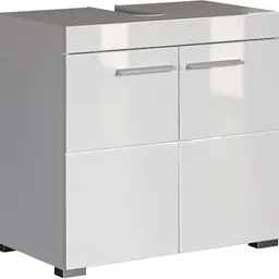 trendteam Amanda Waschbeckenunterschrank Weiß Hochglanz mit Einlegeboden - 60 x 56 x 34 cm