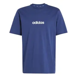 adidas Essentials LINEAR Tee in Dunkelblau/Weiß, Größe L
