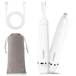 HEBECA Nasenhaartrimmer für Männer & Frauen - 2-in-1 Nasen & Ohrhaartrimmer, kabellos, wiederaufladbar, Augenbrauenrasierer