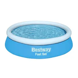 Bestway Fast Set Aufstellpool, Ø 183 x 51 cm, Blau, Rund, 940 L, Selbstaufbau, inkl. Reparaturflicken