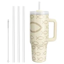 WALLFID 40oz Edelstahl-Thermobecher mit Deckel und 3 Strohhalmen - Ideal für heiße und kalte Getränke