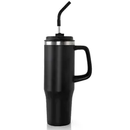 CALIYO Edelstahl Trinkflasche 1,2 L - Auslaufsicher, BPA-frei, für Kohlensäure, hält Getränke 12-48 Std. warm, Schwarz