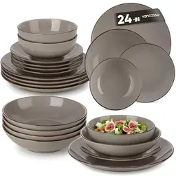 Vancasso Navia Geschirrset für 6 Personen, 24-tlg. Steingut Tafelservice im Vintage-Design