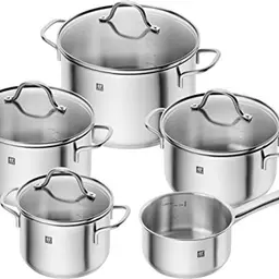 ZWILLING Flow Kochtopf-Set, 5-teilig, mit Glasdeckel, Edelstahl, induktionsgeeignet