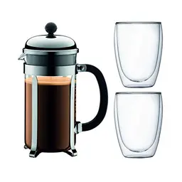 Bodum Kaffeebereiter für 8 Tassen mit 2 doppelwandigen Gläsern