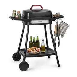 Klarstein Gatsby Elektrogrill mit zwei Seitentischen, 2000 W, 40 x 36 cm Grillfläche, schwarz