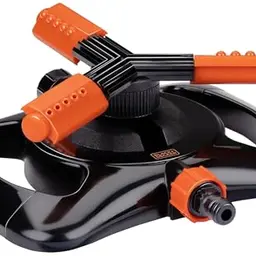 BLACK+DECKER 360° Rasensprenger mit 3 Armen – Schwarz/Orange