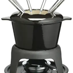 MasterClass Fondue-Set aus Gusseisen für Schokolade und Käse, 21 x 18 cm, schwarz