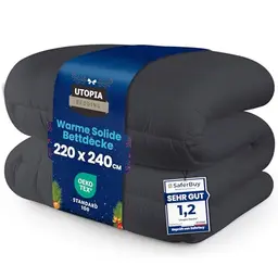 Utopia Bedding Bettdecke 220x240 cm, Ganzjahresdecke, atmungsaktive und superweiche kuschelige Steppdecke (Grau)