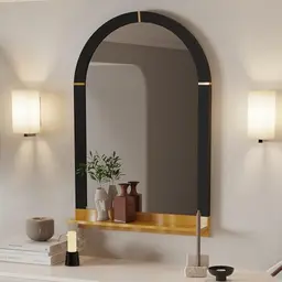 Artloge Vintage Wandspiegel mit Bogen und Regal für Wohnzimmer und Schlafzimmer, 51×75.5 cm