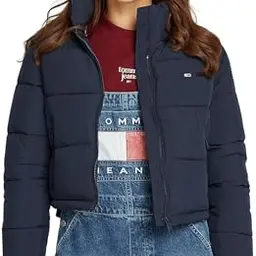Tommy Jeans Damen Cropped Pufferjacke, Blau (Dark Night Navy), M