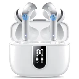 Kabellose In-Ear Bluetooth Kopfhörer mit 50H Bass und Noise Cancelling, IPX7 wasserdicht, Weiß