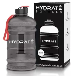 HYDRATE XL Trinkflasche 2,2 l - Auslaufsicher, BPA-frei, Schwarz - Ideal für Fitnessstudio und Sport