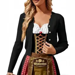 Damen Trachtenjacke Kurz Bolero Schwarz für Oktoberfest