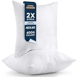 Utopia Bedding 2er Set Kissen 40 x 40 cm, Füllkissen für Sofa und Kopfkissen (Weiß)