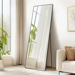SONGMICS Ganzkörperspiegel, 160 x 50 cm, Standspiegel für Schlafzimmer, Wohnzimmer, Garderobe - Schwarz