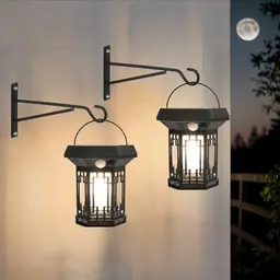 Hqynss Solar-Gartenlaternen, LED Hängelampen mit 3 Beleuchtungsmodi, IP65 wasserdicht, für Außenbereich (2 Stück)