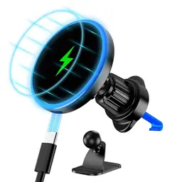 MagSafe Autohalterung mit kabelloser 15W Ladefunktion, 360° Magnet Handyhalerung für iPhone 12-16, Auto Zubehör