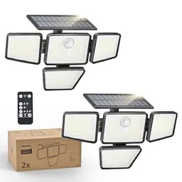 Philips Solar-Außenleuchten mit Bewegungsmelder, 2er Set, 3 Modi, verstellbare Köpfe, IP65, mit Fernbedienung