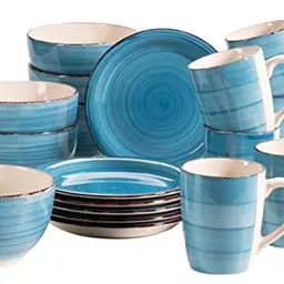 MÄSER 931601 Bel Tempo II Frühstück-Service für 6 Personen, 18-teilig, handbemalt, dunkelblau