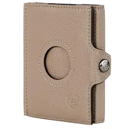 VON HEESEN Slim Wallet mit Münzfach & RFID-Schutz - Mini Geldbörse aus echtem Leder (Taupe)