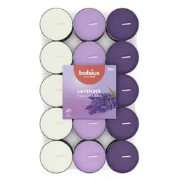 Bolsius Duftteelichter Lavendel - 30 Stück - 3,5 Stunden Brenndauer - Vegan und Palmölfrei
